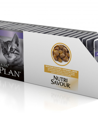 Pro Plan Nutri Savour для котят, кусочки с курицей в желе