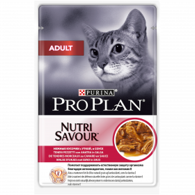 Pro Plan Nutri Savour для взрослых кошек, нежные кусочки с уткой, в соусе