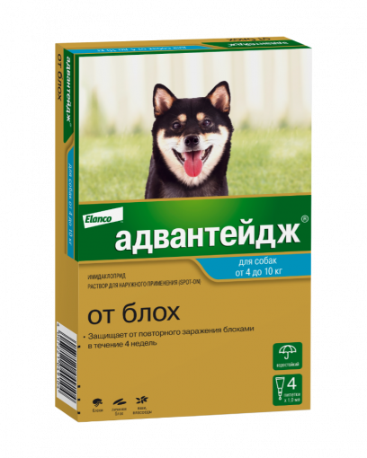 Адвантейдж капли инсектицидные для собак 4-10 кг (4 пипетки)
