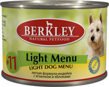 Berkley консервы для собак легкая формула индейка и ягненок №11 200 г