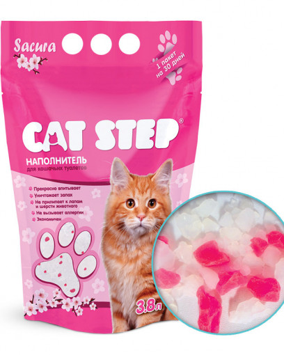 CAT STEP Sacura наполнитель силикагелевый, 3,8 л