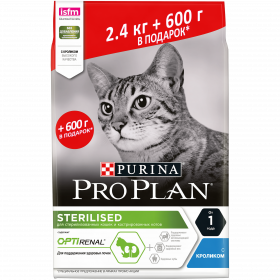 Pro Plan для взрослых стерилизованных кошек и кастрированных котов старше 1 года, с кроликом