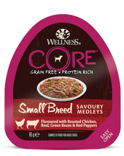 Wellness CORE SMALL BREED консервы из курицы с говядиной, зеленой фасолью и красным перцем для собак мелких пород 85 гр