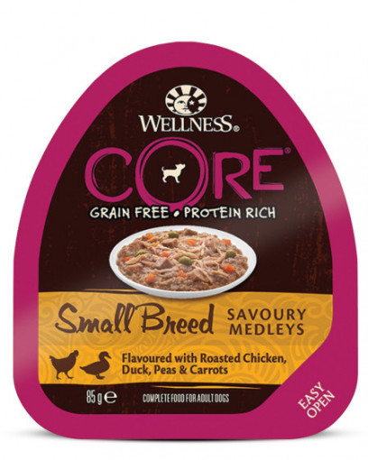 Wellness CORE SMALL BREED консервы из курицы с уткой, горошком и морковью для собак мелких пород 85 гр