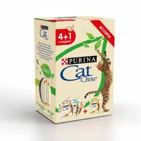 Purina Cat Chow, влажный корм для кошек , промопак 4+1, пауч 5шт*85гр