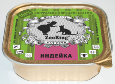 ZooRing консервированный корм для кошек кусочки в желе Индейка, 100 гр