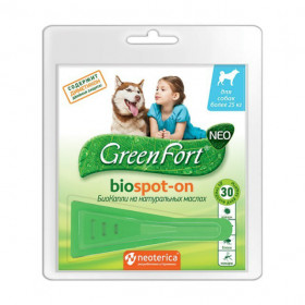 Green Fort neo БиоКапли от блох и клещей для собак крупных пород более 25 кг, 2,5 мл