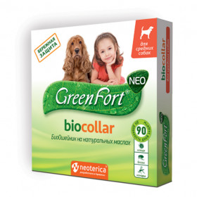 Green Fort neo БиоОшейник от блох и клещей для средних собак, 65 см