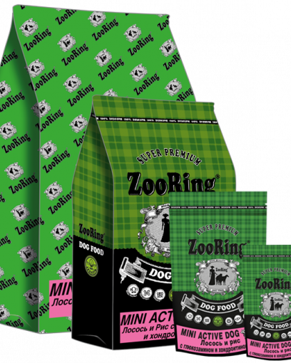 ZooRing Mini Active Dog сухой корм для активных собак маленьких пород Лосось и рис