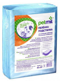 PETMIL Петмил Пеленка впитывающая одноразовая, р-р 60*60 см, 5 шт./уп.
