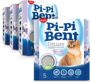 Pi-Pi Bent DeLuxe Clean Cotton наполнитель комкующийся, 5 кг