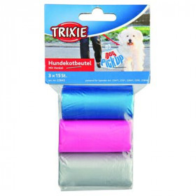 TRIXIE пакеты для уборки за собаками, 3л, 3 рулона по 15 шт, цветные для всех диспенсеров