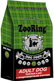 ZooRing Adult Dog сухой корм для собак телятина и рис с хондропротекторами