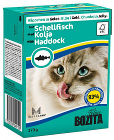 BOZITA Feline Haddock Tetra Pak кус.в желе с морской рыбой д/кошек (370г)