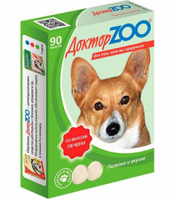 Доктор ZOO Мультивитаминное лакомство для собак со вкусом печени, 90табл.