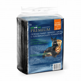 PETMIL Петмил Пеленка впитывающая одноразовая с суперабсорбентом, чёрная, р-р 60*60 см, 10 шт./уп.