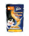 Felix Sensations. Корм консервированный полнорационный для взрослых кошек, с индейкой в соусе со вкусом бекона