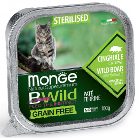 Monge Cat BWild GRAIN FREE беззерновые консервы из кабана с овощами для стерилизованных кошек