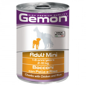 Monge Gemon Dog Mini консервы для собак мелких пород кусочки курицы с рисом