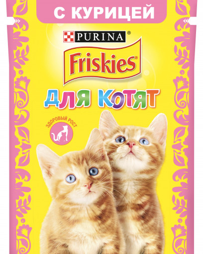 Purina Friskies, Влажный корм Friskies для котят, с курицей в подливе, Пауч
