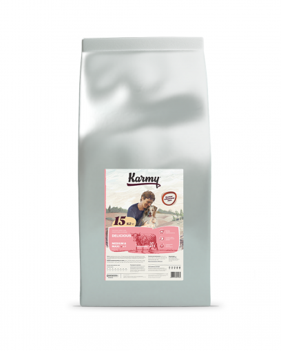 Karmy Delicious Medium & Maxi сухой корм для собак средних и крупных пород  привередливых в питании с телятиной