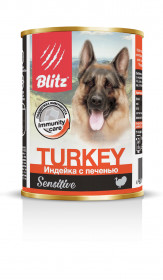 BLITZ "Индейка с печенью" консервы для собак всех пород и возрастов 400 гр.