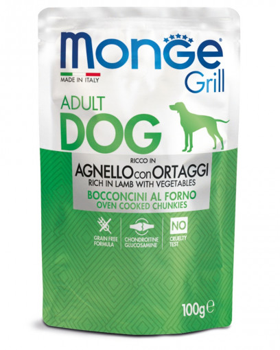 Monge Dog Grill Pouch паучи для собак ягненок с овощами