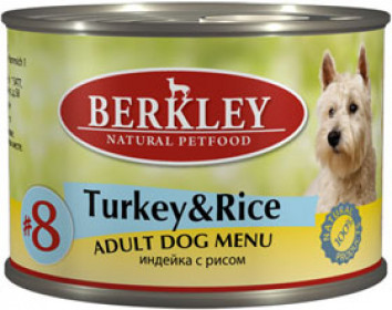 Berkley консервы для собак индейка с рисом №8 200 g.