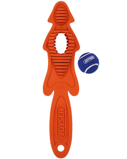 Игрушка для собак JOYSER Slimmy Маленькая шкура лисы из резины c мячом-пищалкой S/M оранжевая, 38 см