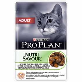Pro Plan Nutri Savour для взрослых кошек, кусочки с ягненком, в желе