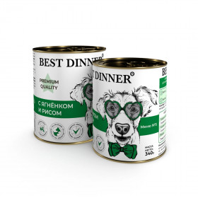 Best Dinner Premium Меню №5 влажный корм для взрослых собак и щенков с 6 мес., с ягненком и рисом