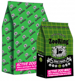 ZooRing Active Dog MAX сухой корм для активных собак крупных пород Мясо молодых бычков ( телятина ) 20 кг