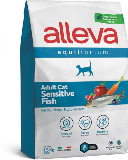 Alleva Equilibrium Sensitive для взрослых кошек Сенситив с рыбой, 1.5кг