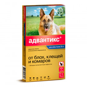Адвантикс (Bayer) капли от блох и клещей инсектицидные для собак и щенков весом более 25 кг (1 пипетка)
