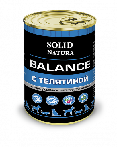 SOLID NATURA Balance консервированный корм для щенков, с телятиной 340г