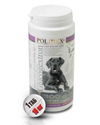 Polidex Кормовая добавка Глюкогекстрон плюс для собак таблетки, 300 табл.
