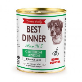 Best Dinner Premium Меню №5 влажный корм для взрослых собак и щенков с 6 мес., с ягненком и рисом