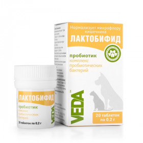 Лактобифид пробиотик для кошек и собак, 20 табл.