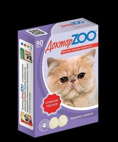 Доктор ZOO Мультивитаминное лакомство для кошек со вкусом лосося,  90табл.