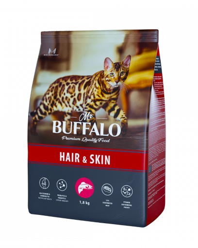  Mr. Buffalo сухой корм для взрослых котов и кошек с чувствительной кожей с лососем 1,8 кг