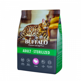 Mr. Buffalo сухой корм для взрослых стерилизованных и кастрированных котов и кошек с индейкой 1,8 кг