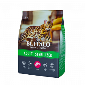 Mr.Buffalo сухой корм для взрослых стерилизованных и кастрированных котов и кошек с лососем 1,8 кг