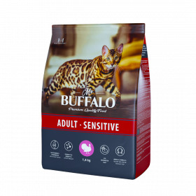Mr. Buffalo сухой корм для взрослых кошек и котов с чувствительным пищеварением с индейкой 1,8 кг