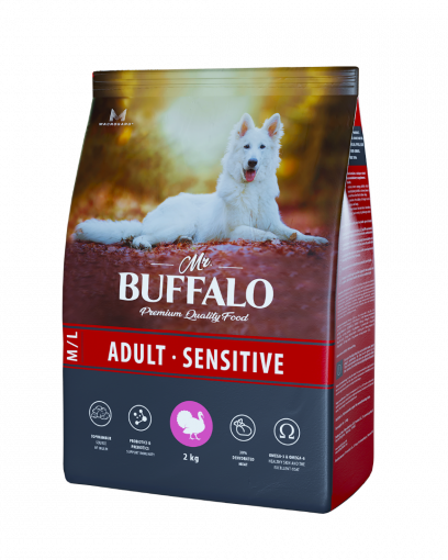 Mr. Buffalo M/L сухой корм для взрослых собак всех пород с чувствительным пищеварением с индейкой 2 кг 