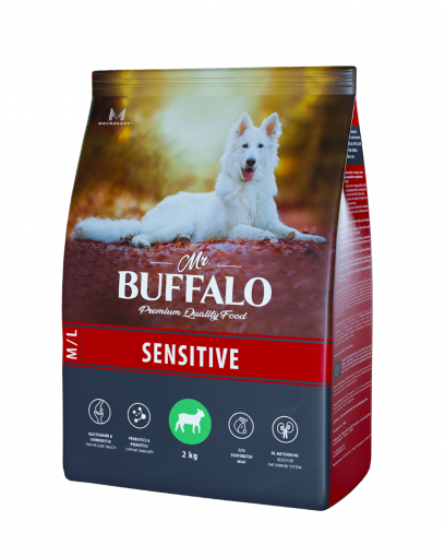 Mr. Buffalo M/L сухой корм для взрослых собак всех пород с чувствительным пищеварением с ягненком 2 кг 