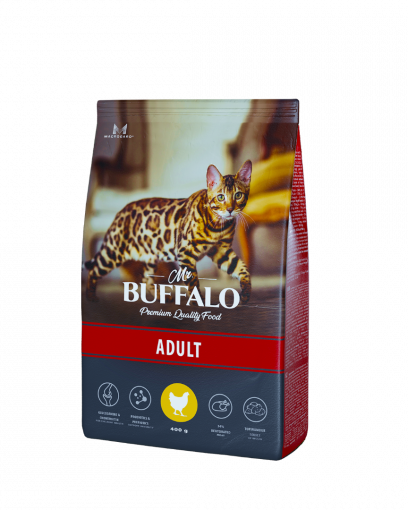 Mr.Buffalo сухой корм для взрослых котов и кошек c курицей 400 гр 