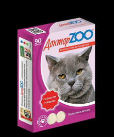 Доктор ZOO Мультивитаминное лакомство для кошек со вкусом говядины, 90 табл.