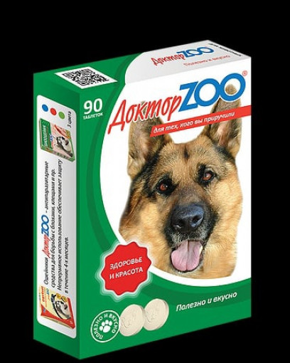 Доктор ZOO Мультивитаминное лакомство Здоровье и Красота для собак, 90табл.