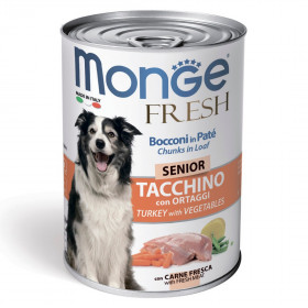 Monge Dog Fresh Chunks in Loaf консервы для пожилых собак мясной рулет индейка с овощами 400гр