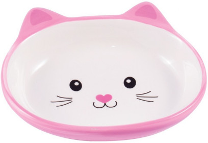 Миска керамическая для кошек 160 мл Мордочка кошки розовая